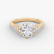 Radiant Cut - Plain Band - Cluster Ring - 18 K Gold